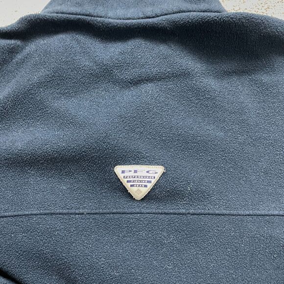 Columbia Active Jacket Mens XXL Medium 1/4 Zip Pockets Navy Blue PFG Fleece Logo - Picture 11 of 12